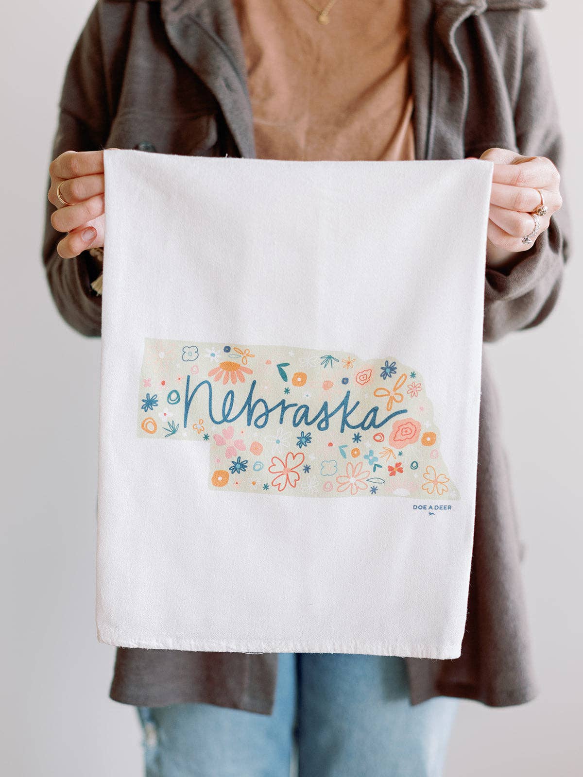 Doe A Deer - Nebraska Floral Towel