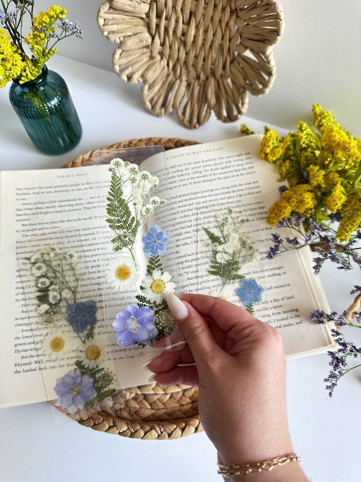 Petals & Pages by Grace - Blue blooms bookmark
