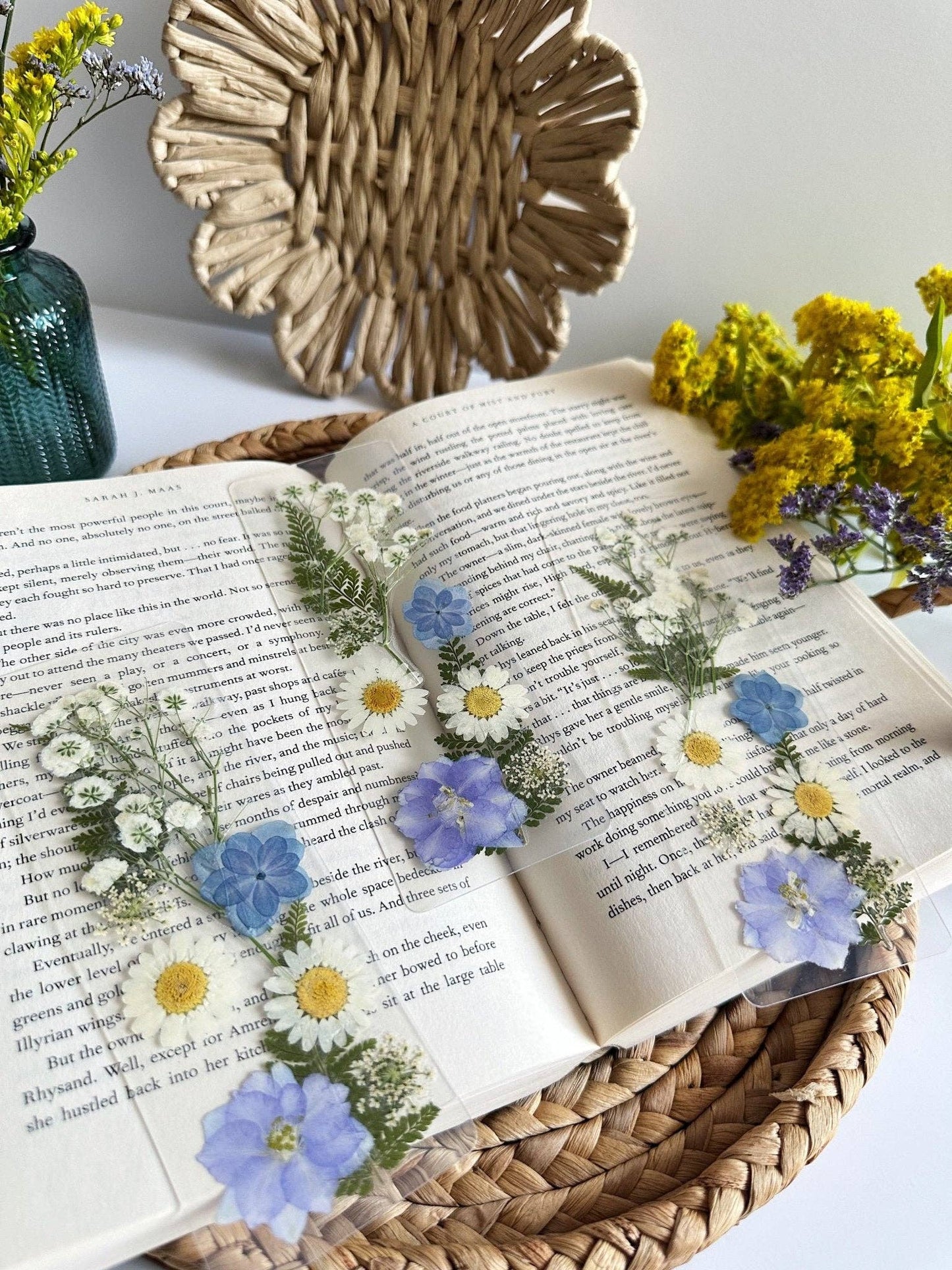 Petals & Pages by Grace - Blue blooms bookmark