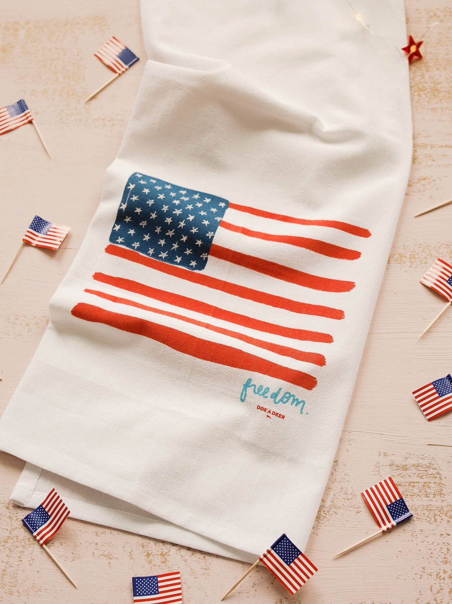 Doe A Deer - Freedom Flour Sack Towel | Fourth of July Tea Towel