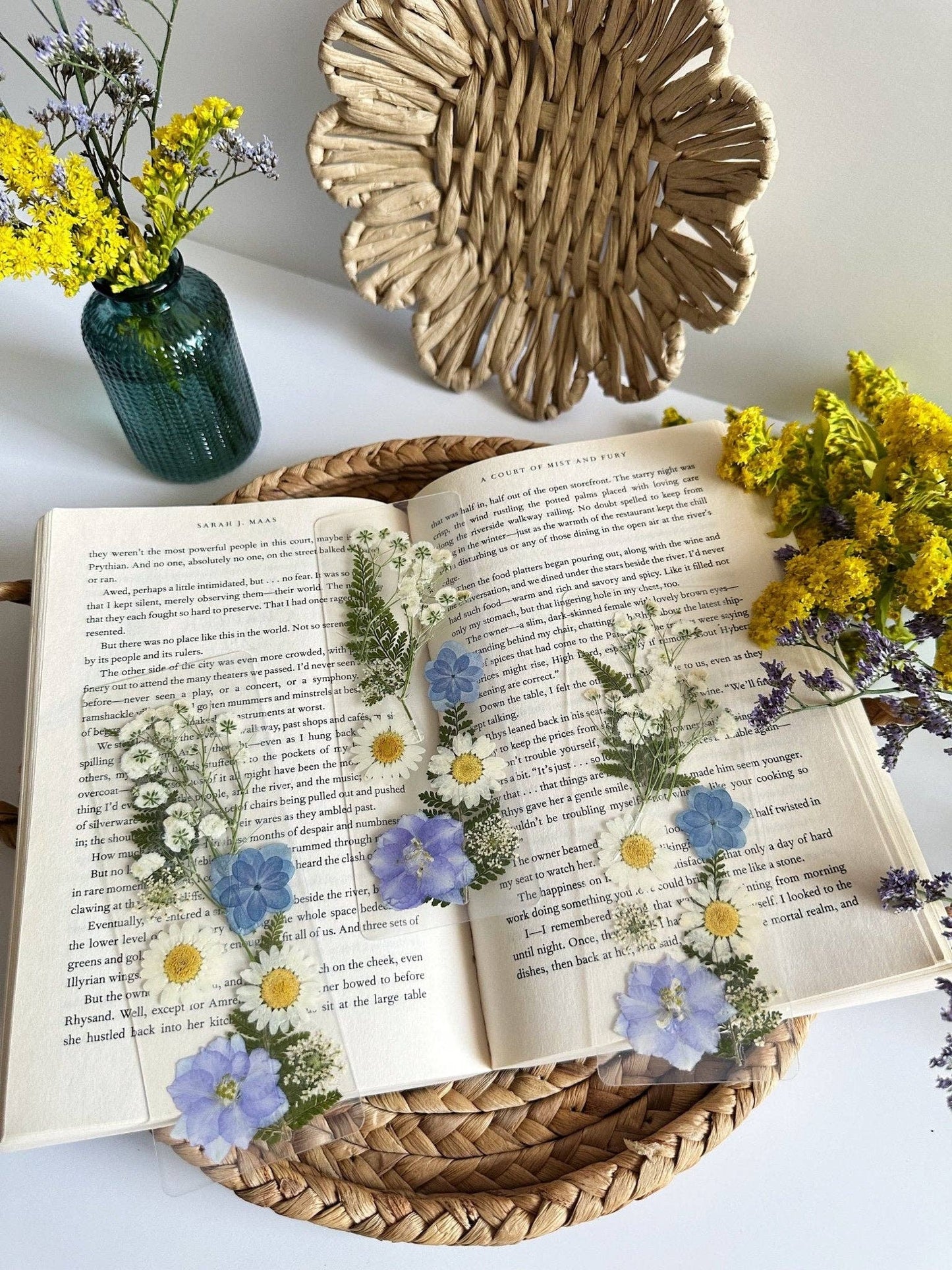 Petals & Pages by Grace - Blue blooms bookmark