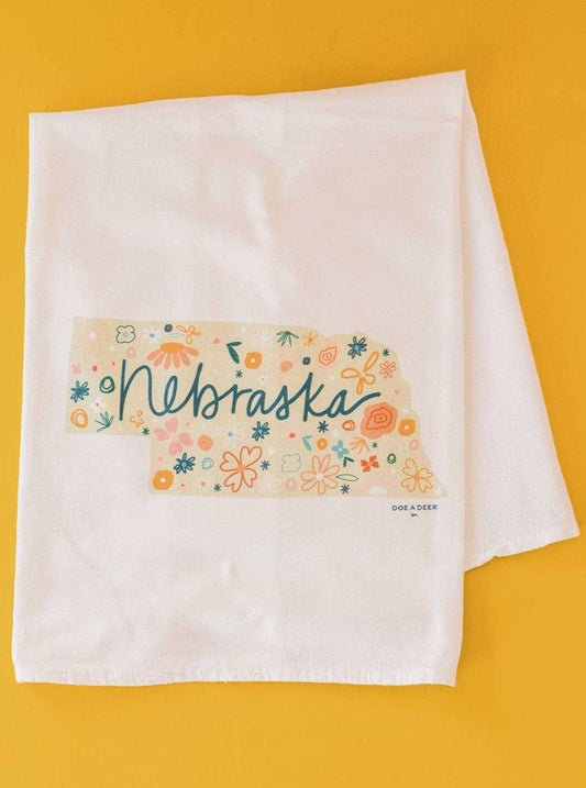 Doe A Deer - Nebraska Floral Towel