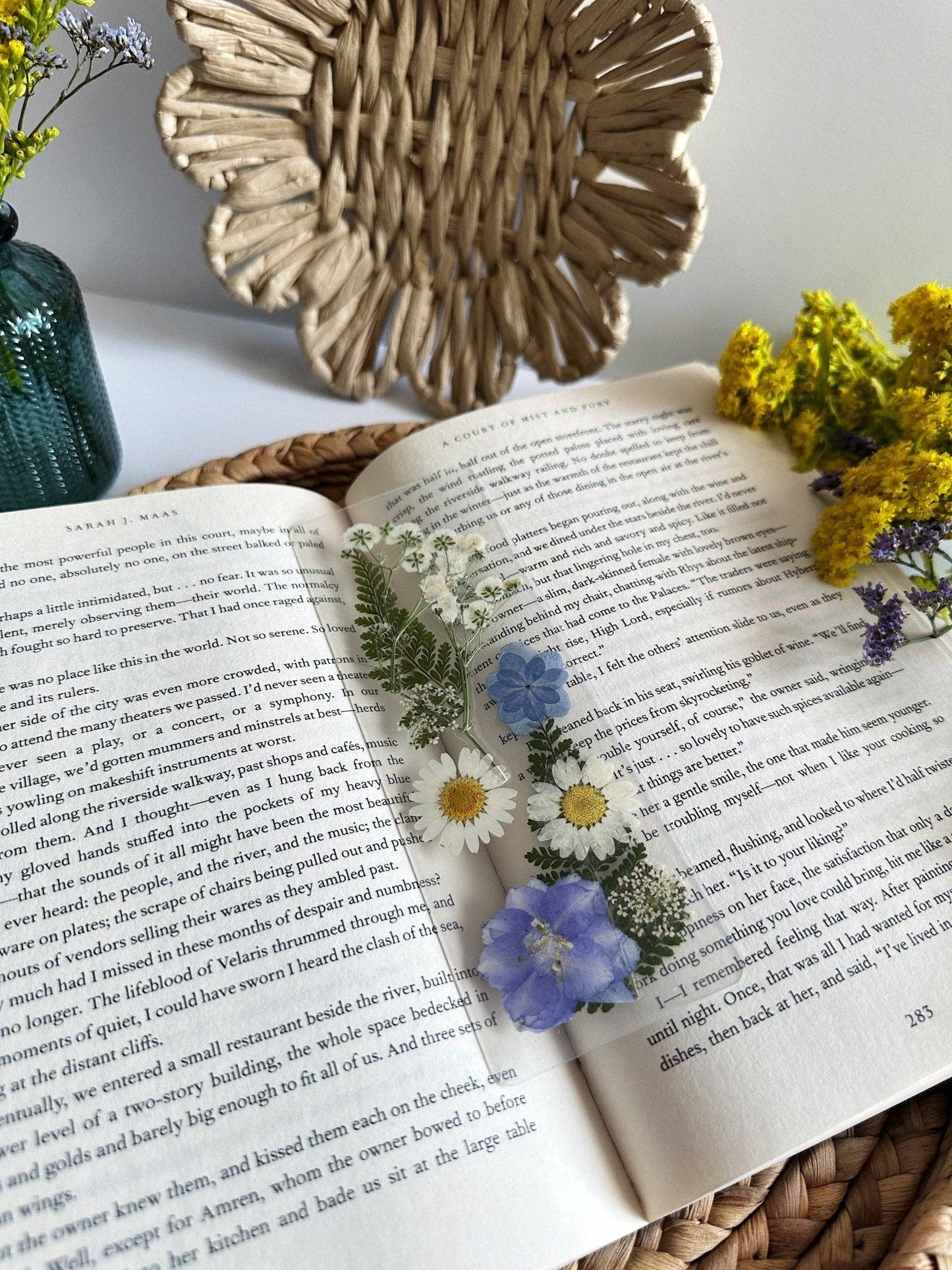 Petals & Pages by Grace - Blue blooms bookmark