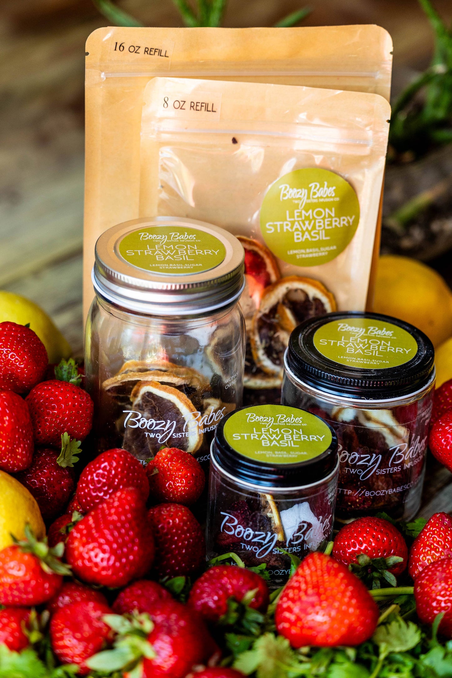 Boozy Babes Two Sisters Infusion Co - Lemon, Strawberry, Basil