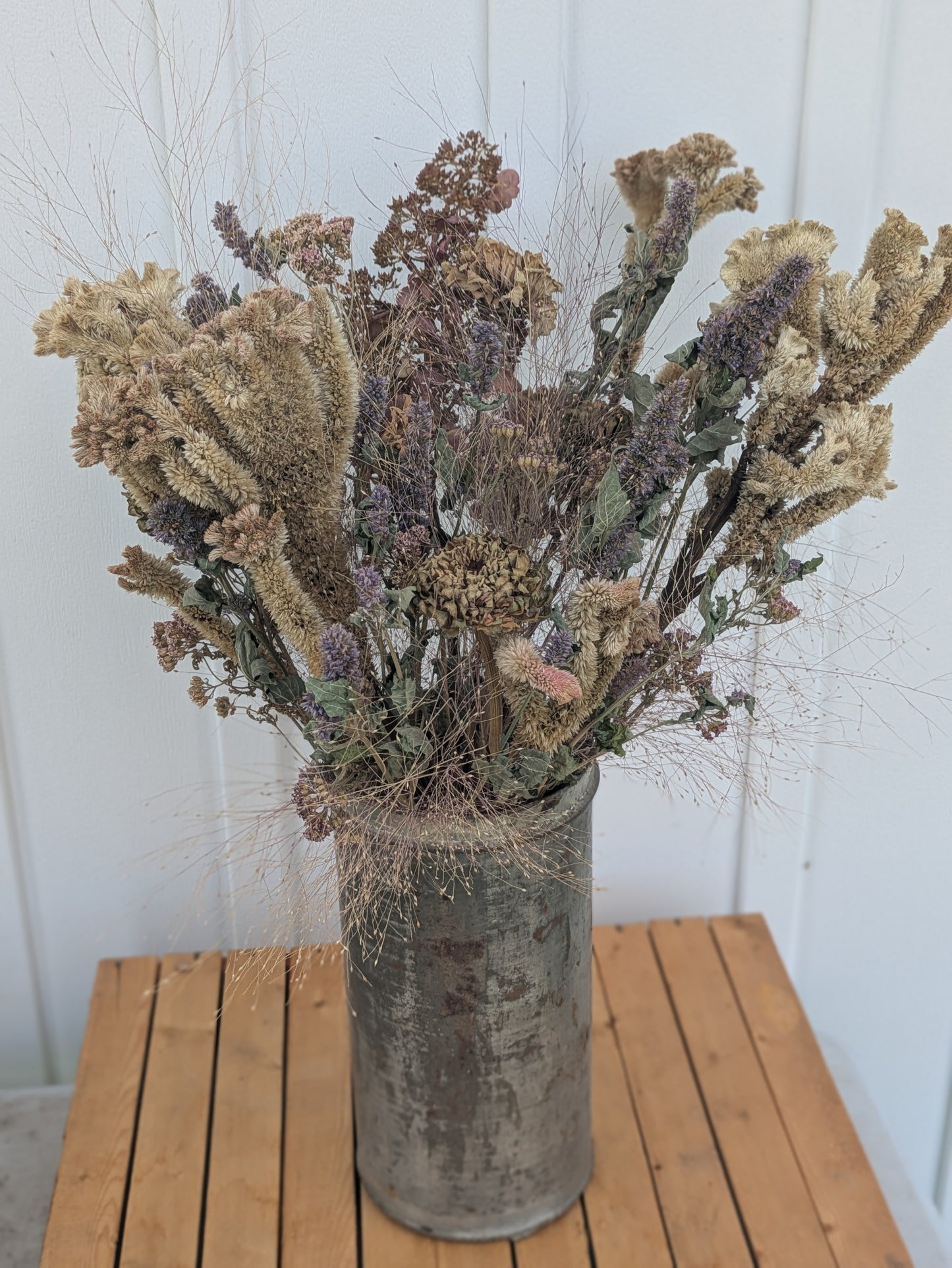 Steampunk dried flower arrangement